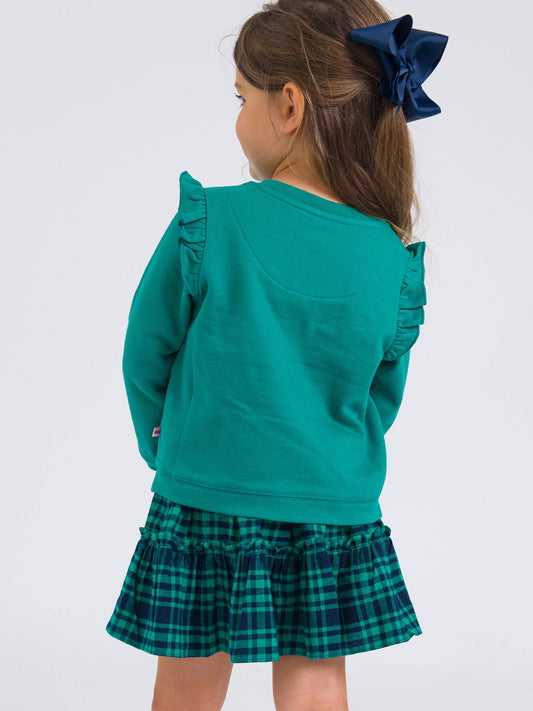 Green Knit Flutter Sweatshirt