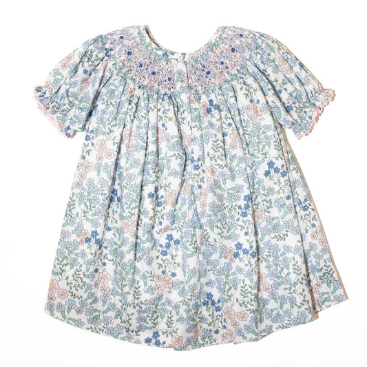 Blue Floral Smocked Dress