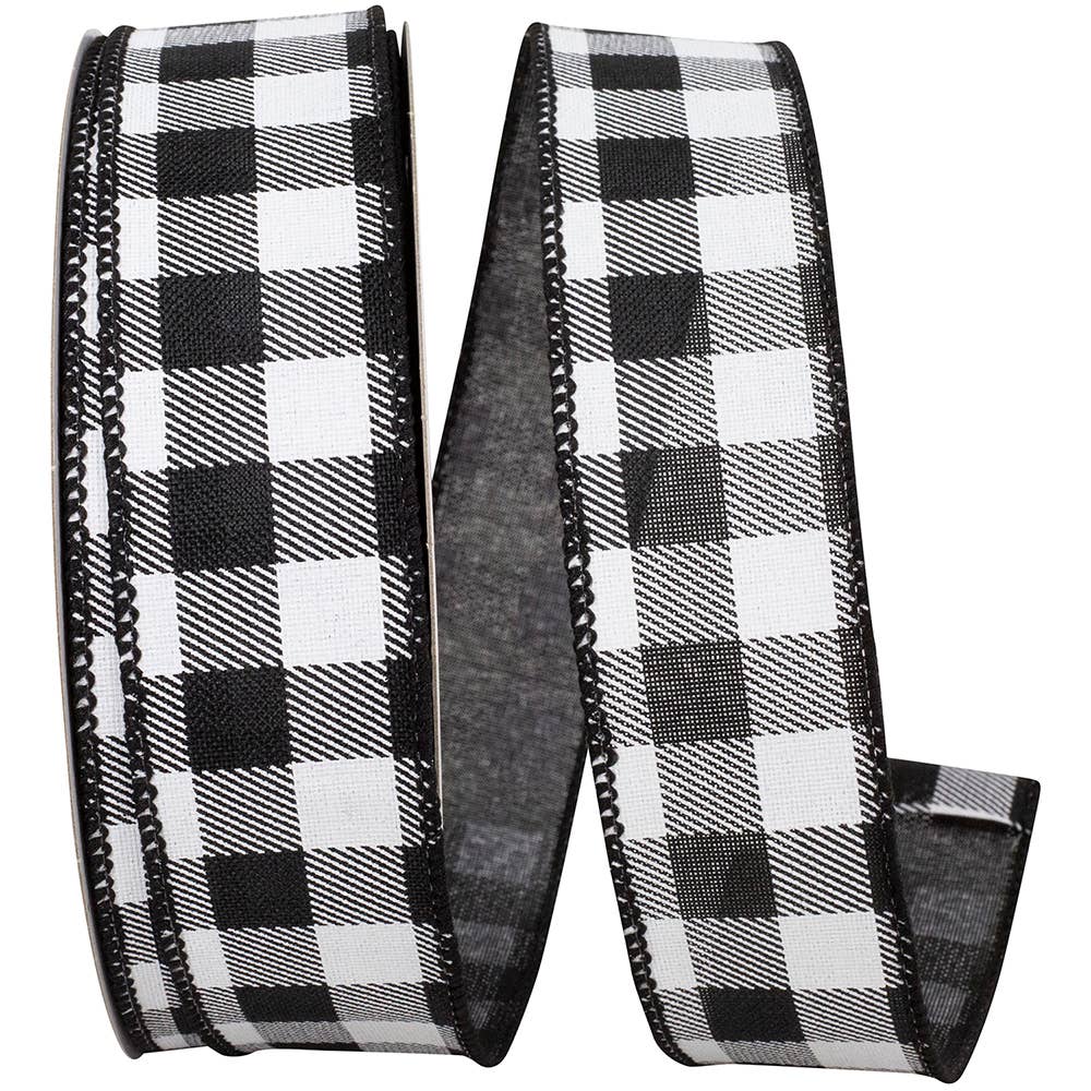 Gingham Print B&W Taffeta 1.5"