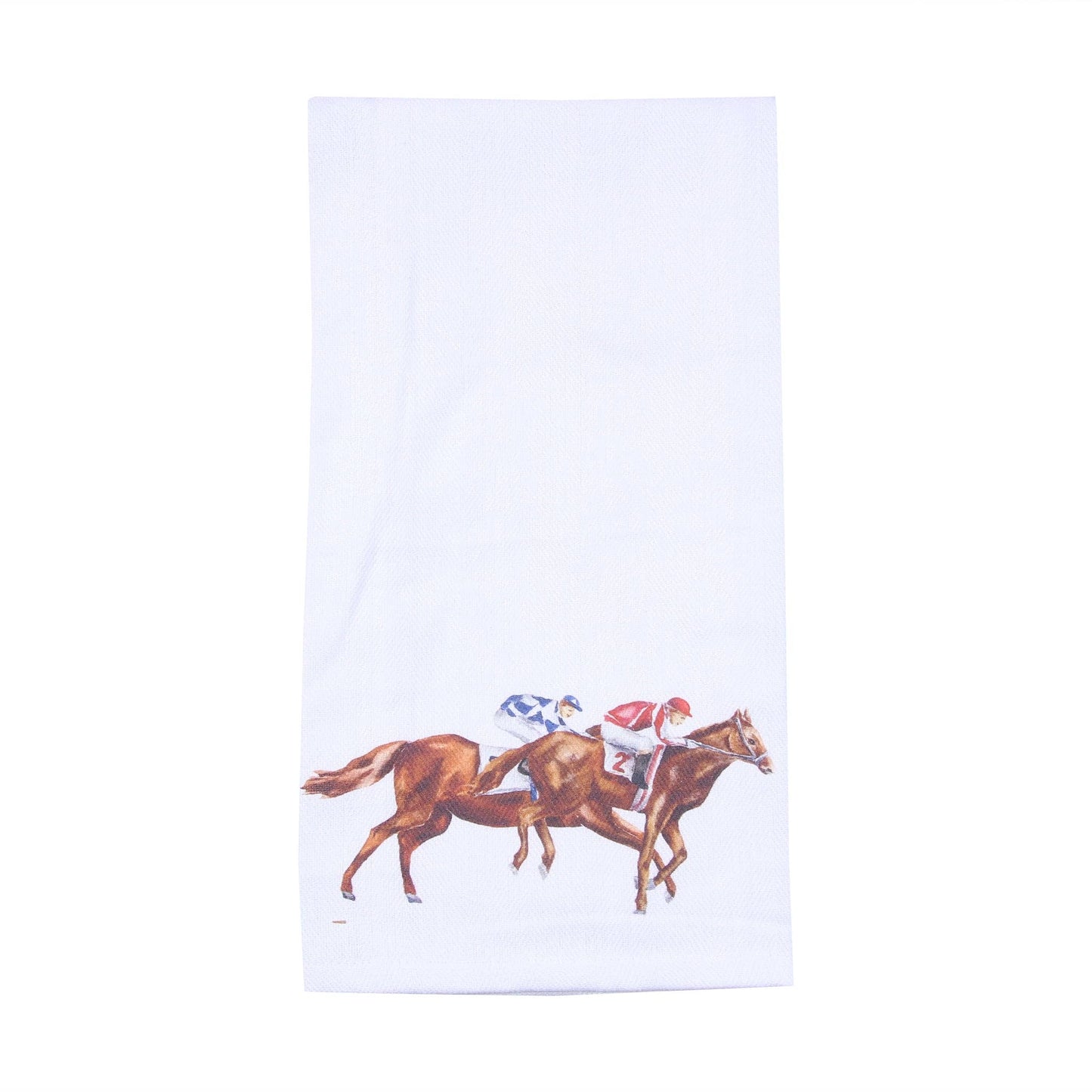 Neck and Neck Horse Racing Tea Towel