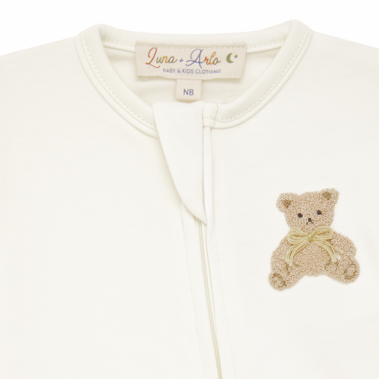 Bear Hugs Zip Footie in Ivory