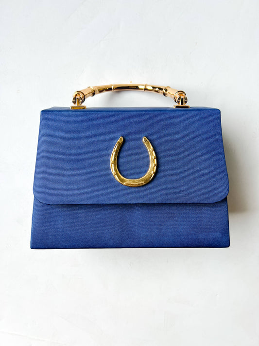 Navy Faille Lulu with Gold Bamboo Handle