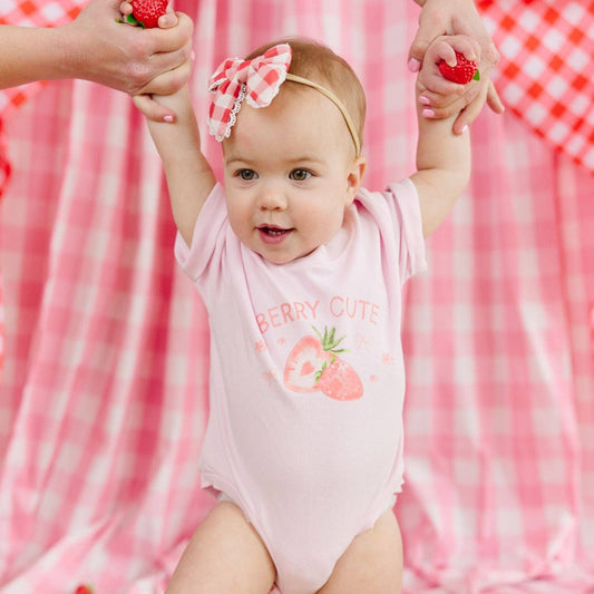 Red Gingham Baby Headband