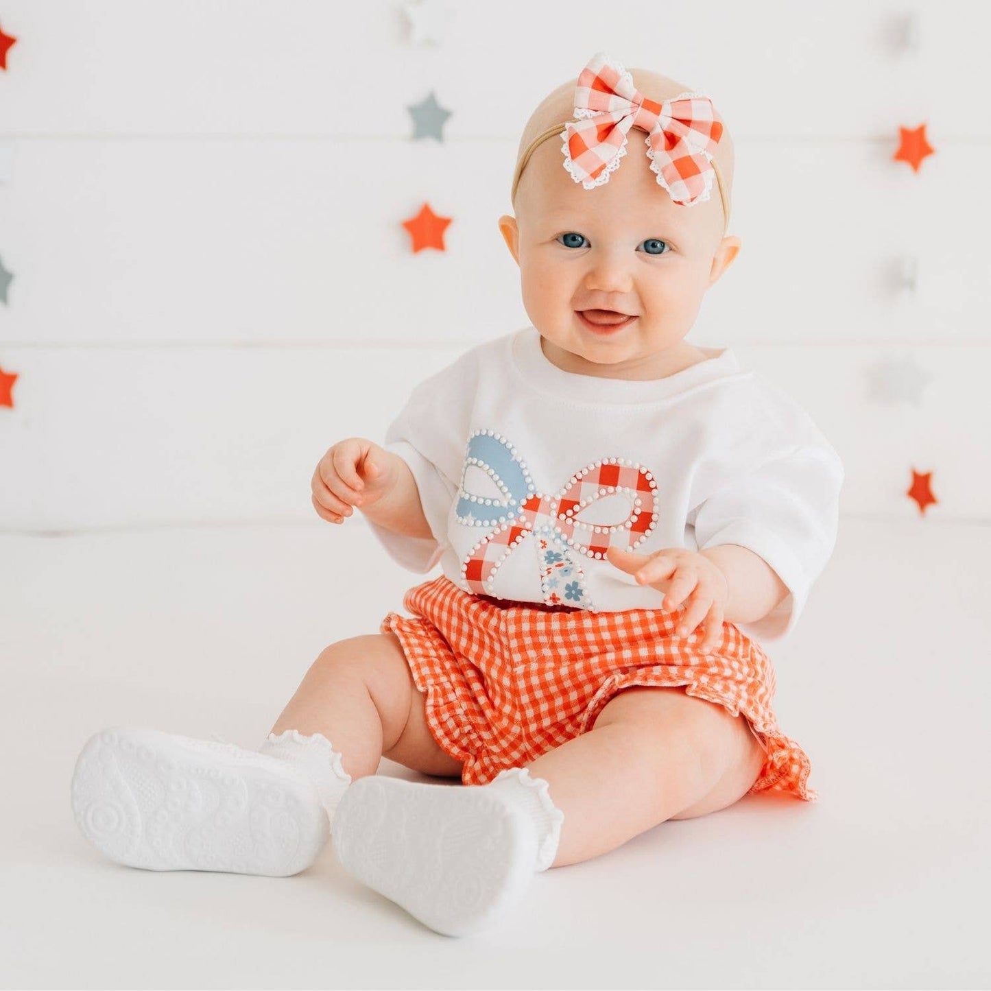 Red Gingham Baby Headband