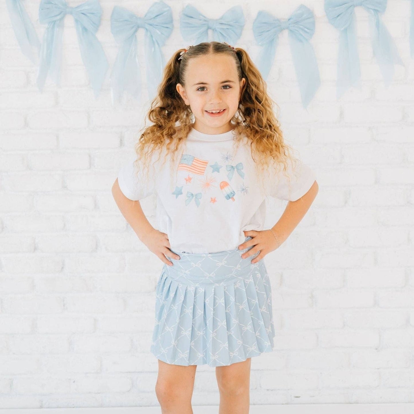 Blue Bow Athletic Skort