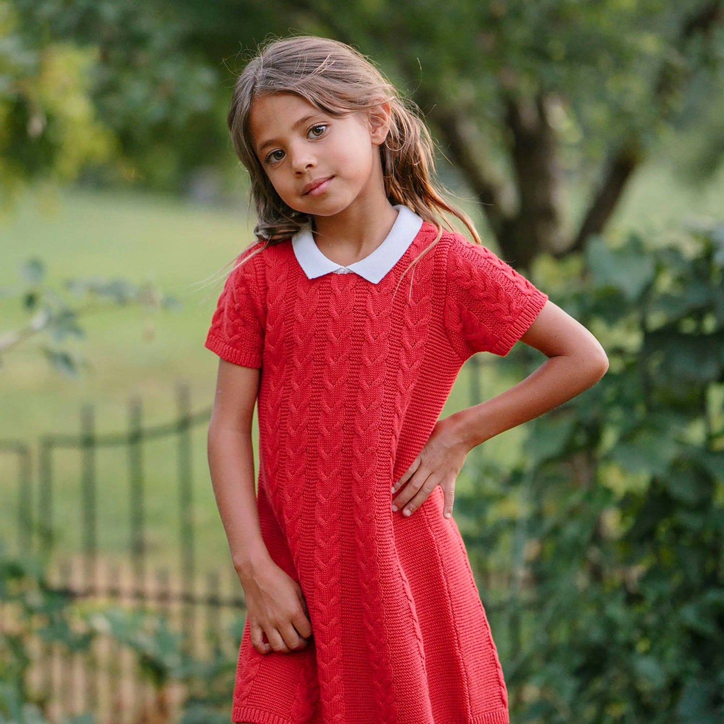 Organic Short Sleeve Cable Sweater Dress