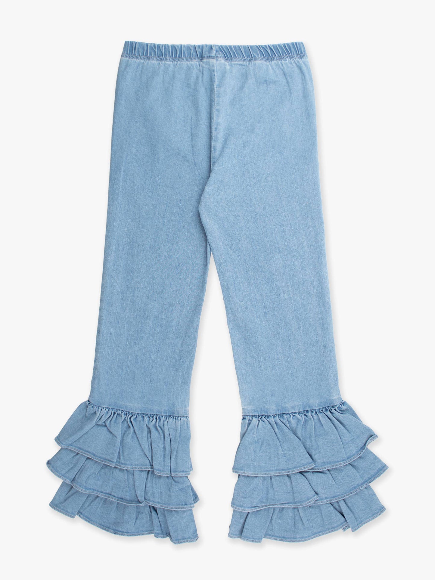 Girls Denim Ruffle Flare Pants