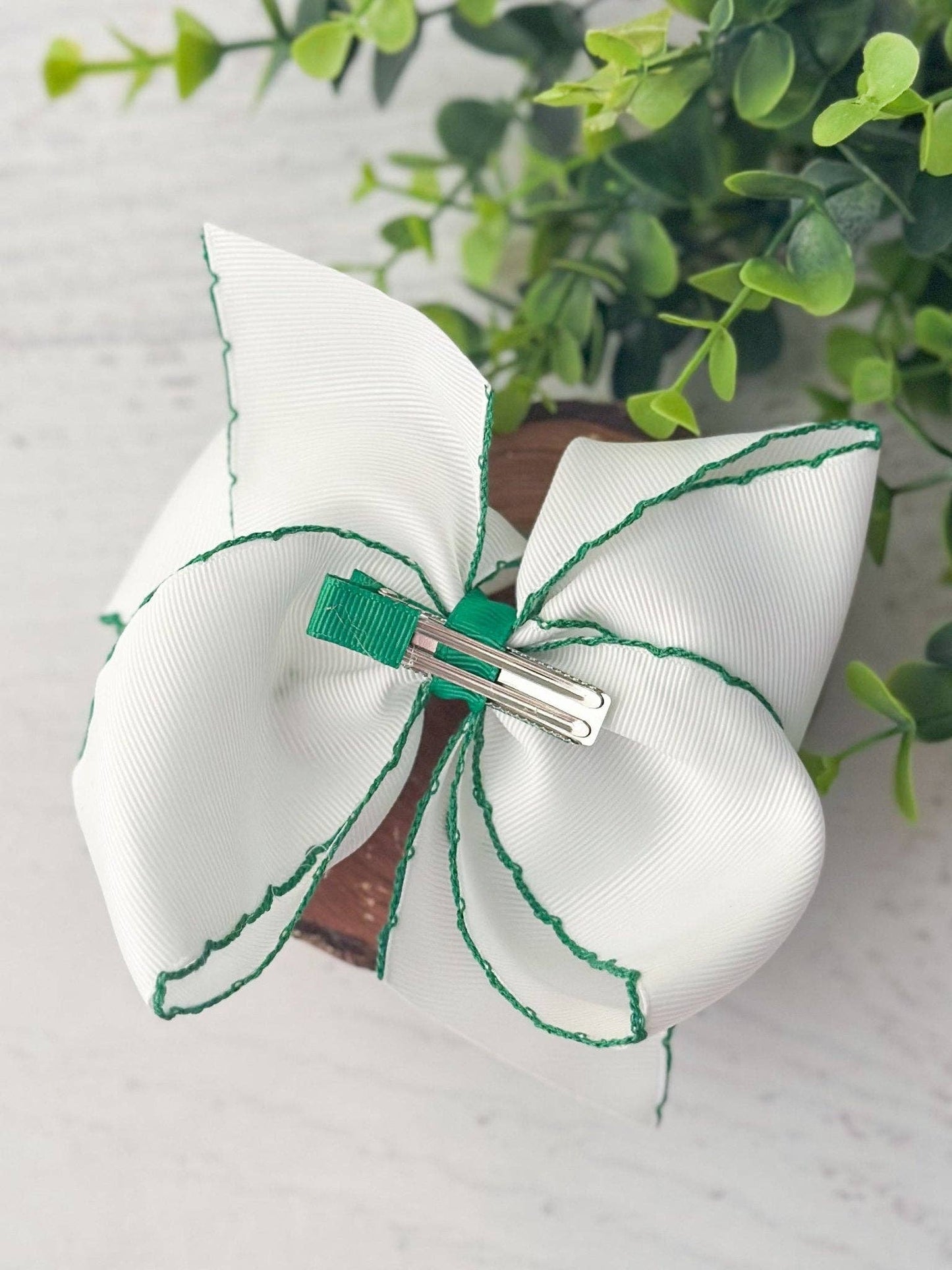 Shamrock Embroidered Bow