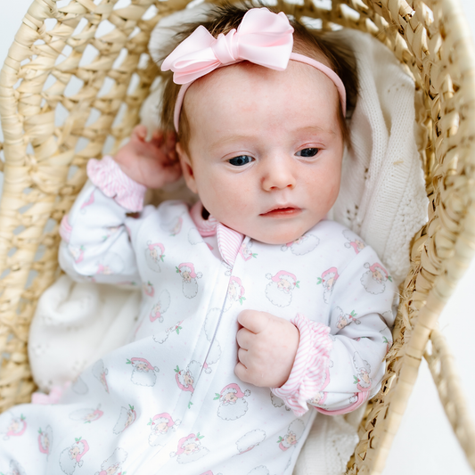 Santa Baby Pink Ruffle Zip Footie