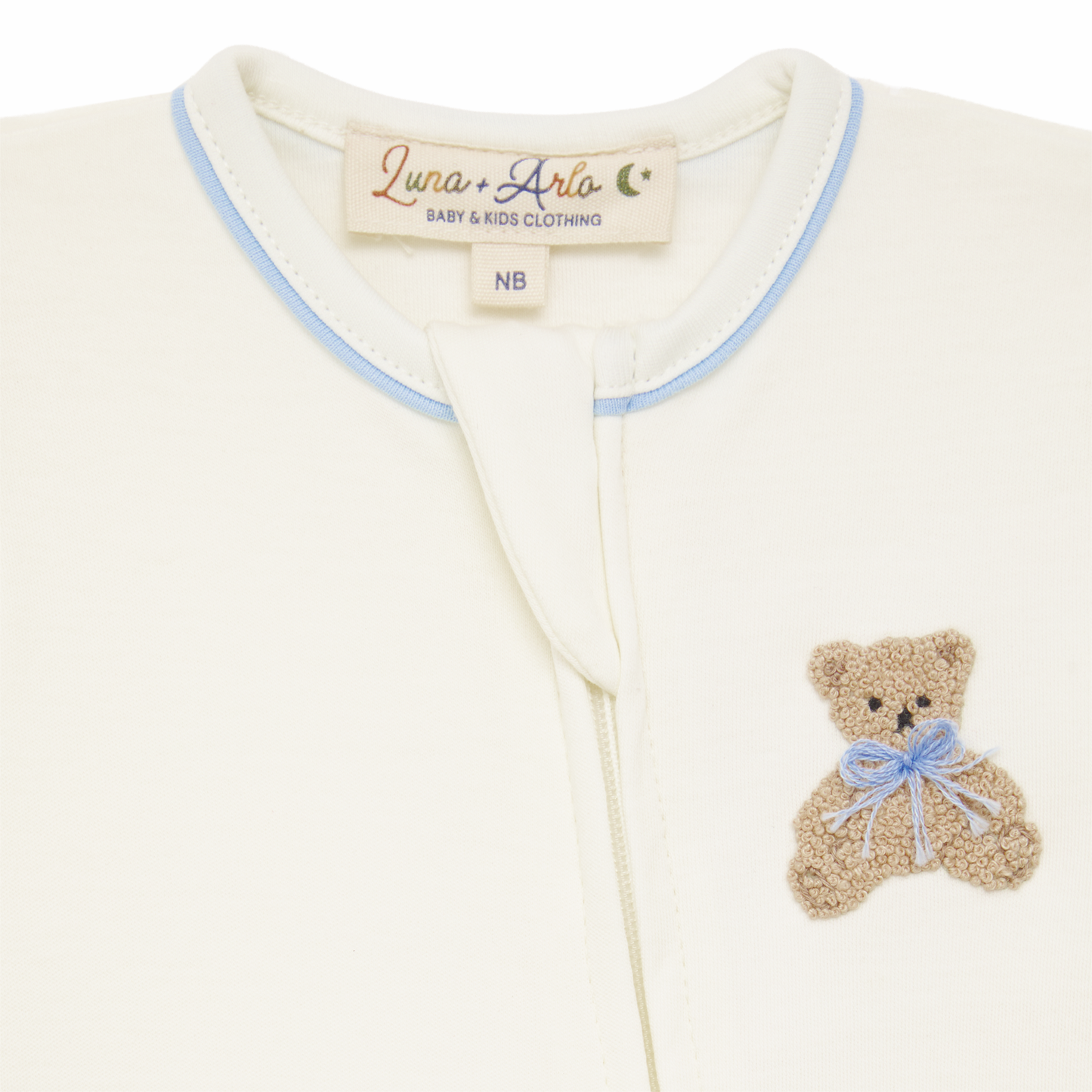 Bear Hugs Zip Footie in Blue