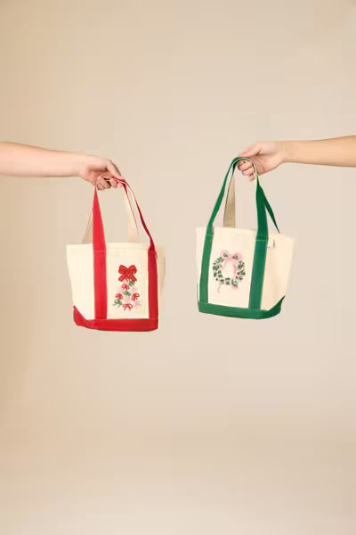 Holiday Beaded Mini Tote Red
