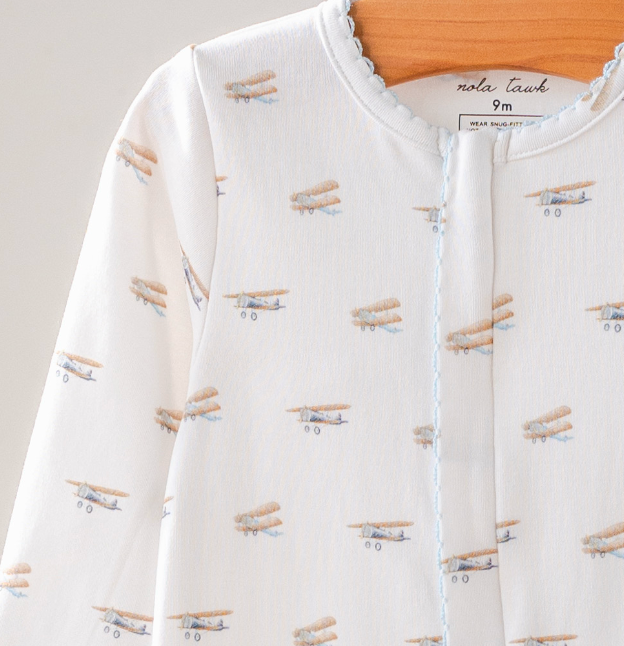 Plane Organic Cotton Footie
