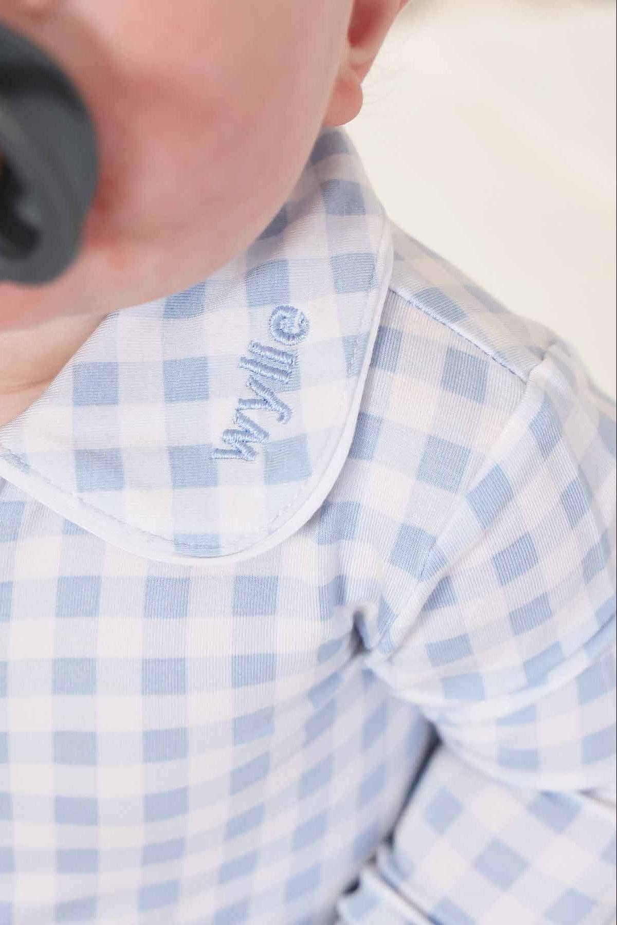Zipper Footie in Blue Gingham