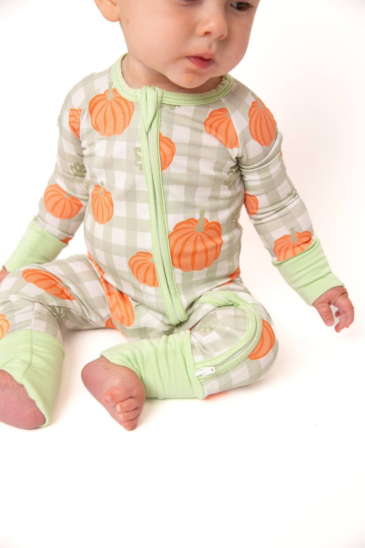 Pumpkin Plaid Bamboo Zipper PJ