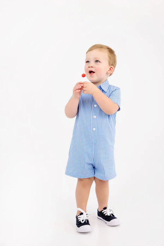 Sir Proper Romper Blue Gingham
