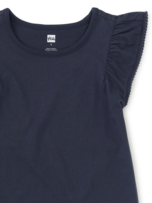 Pom-Pom Flutter Top Navy