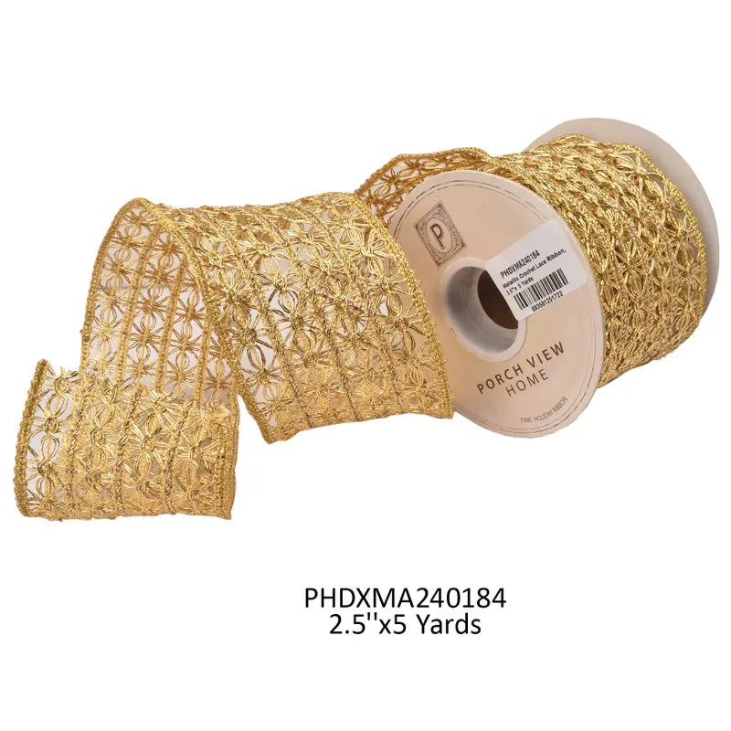 Metallic Crochet Lace Ribbon 2.5"