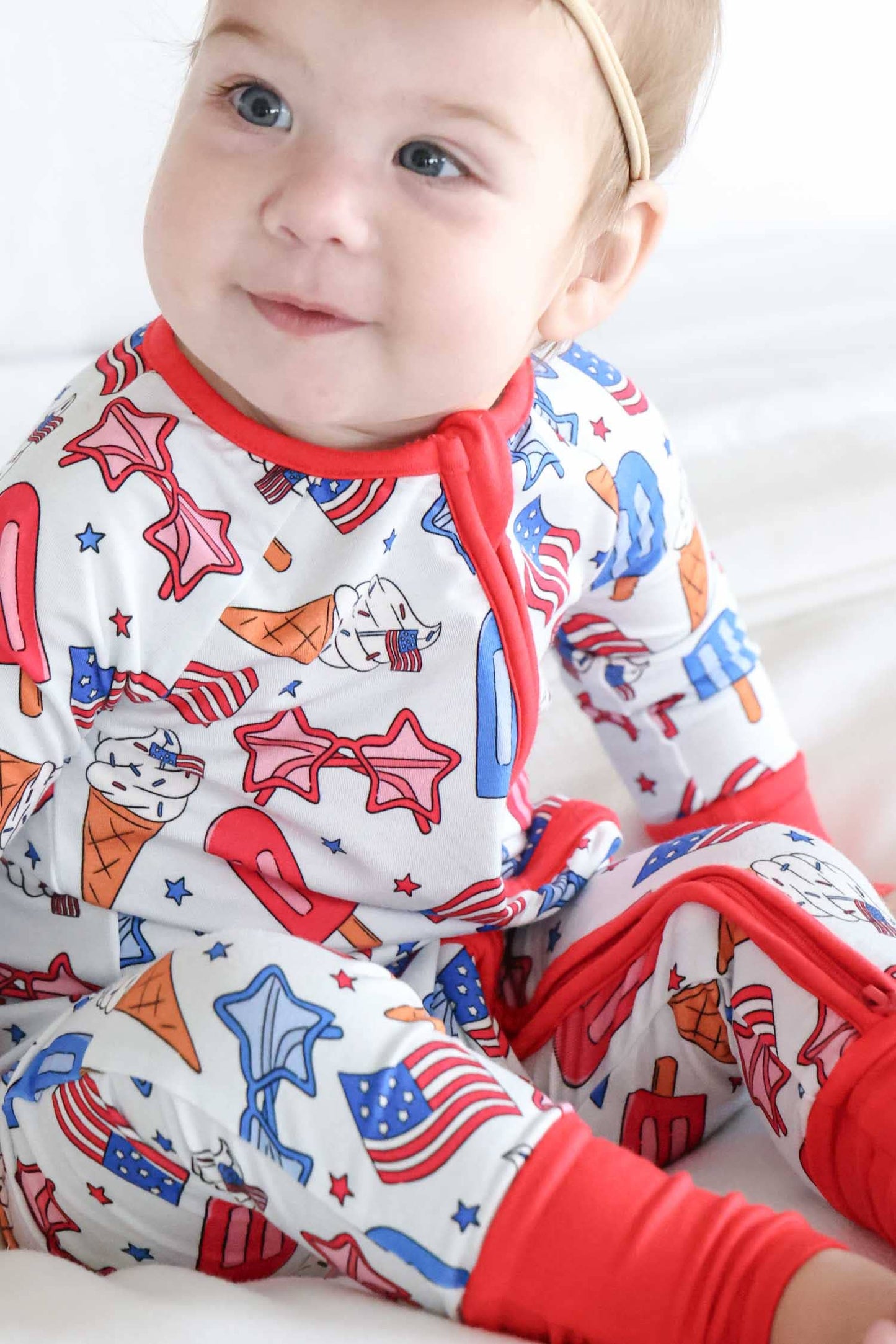 Red, White & Cool Zipper Footie