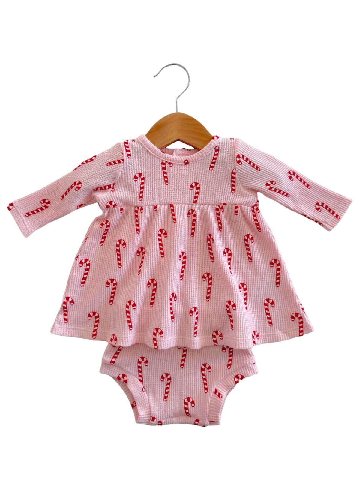 Organic Waffle Candy Cane Dress Set