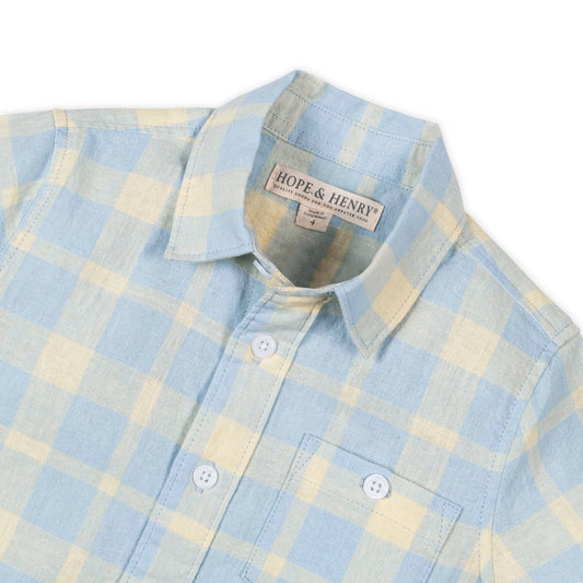 Linen Plaid Short Sleeve Shirt