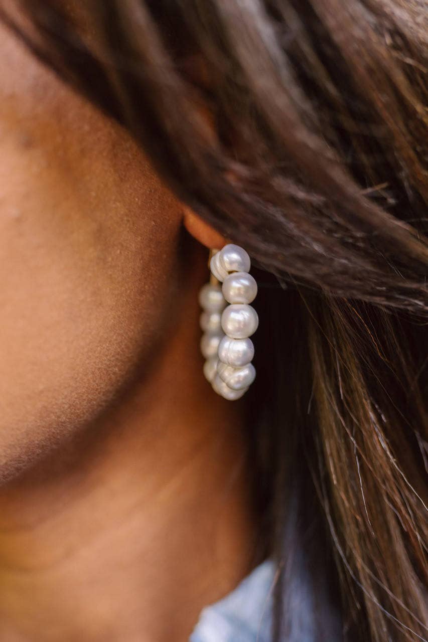 Georgia Hoop - Freshwater Pearls 10mm