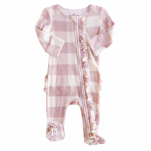 Check Bamboo Ruffle Footie