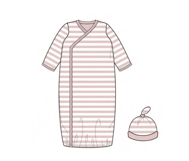 PINK STRIPE ORGANIC GOWN SET