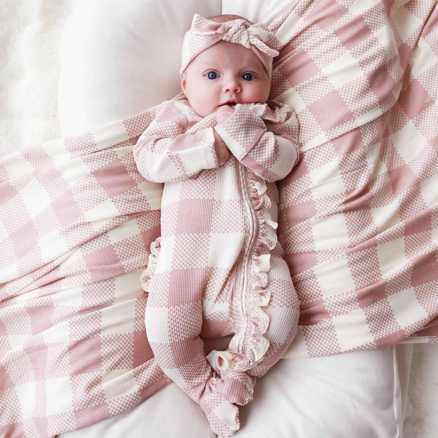 Check Bamboo Ruffle Footie