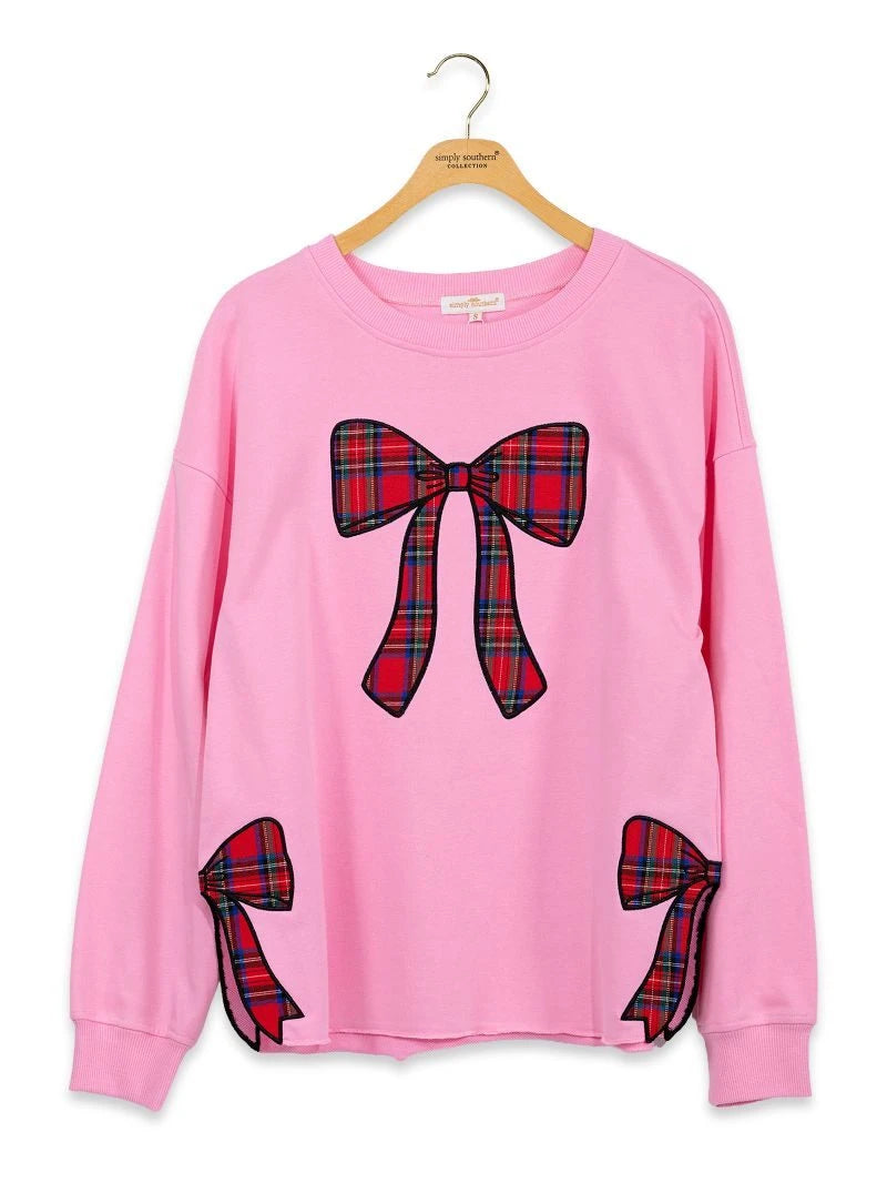 Adult Plaid Bow Crewneck