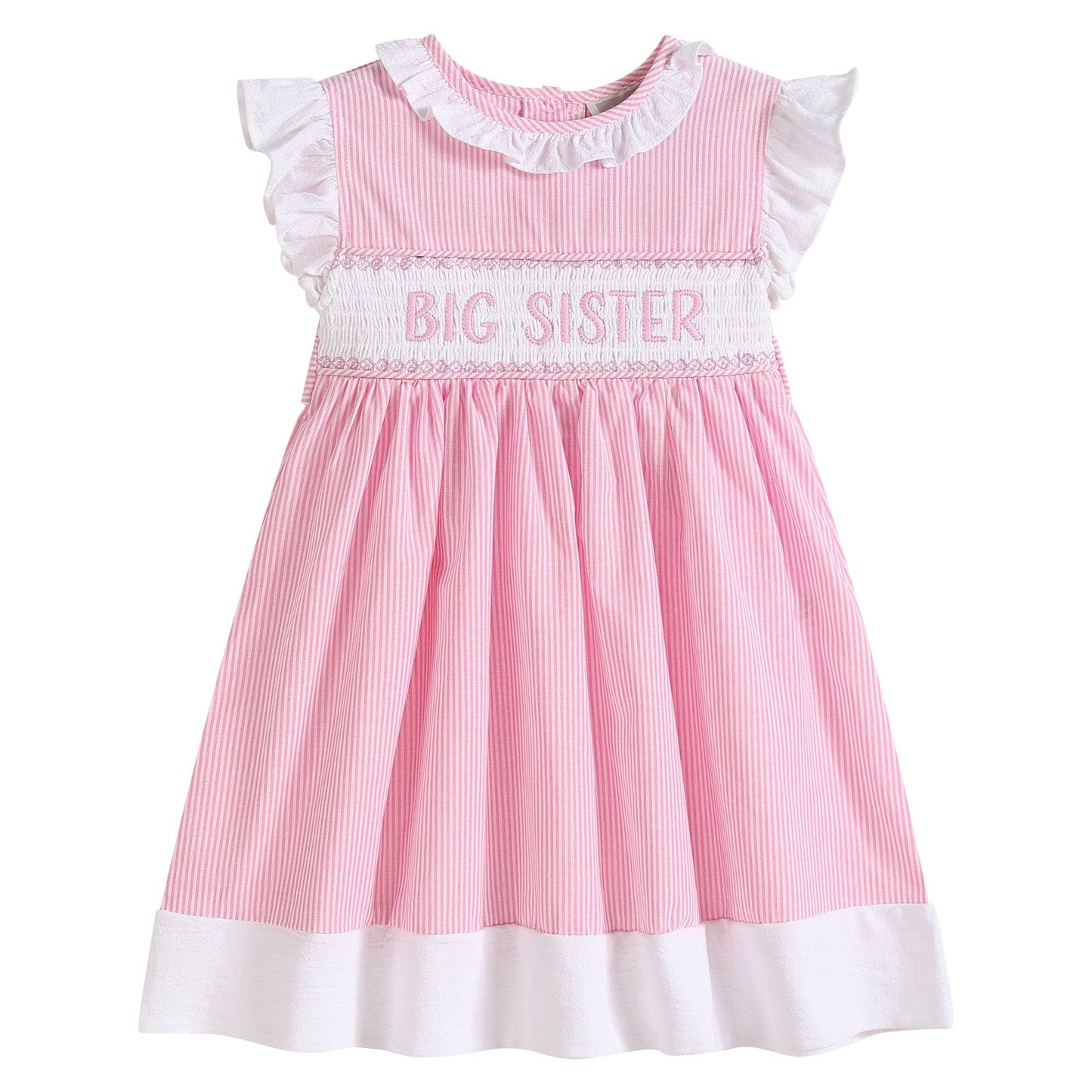 Pink Striped Big Sis Smocked Dress