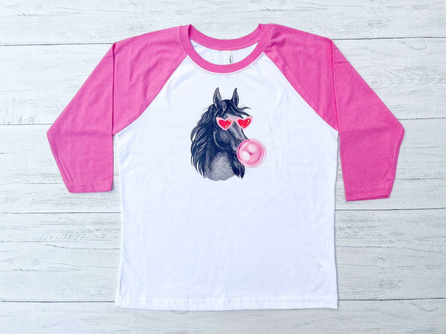 Bubble Gum Horse Raglan Tee