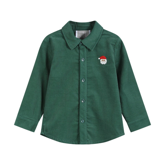 Green Corduroy Santa Buttondown