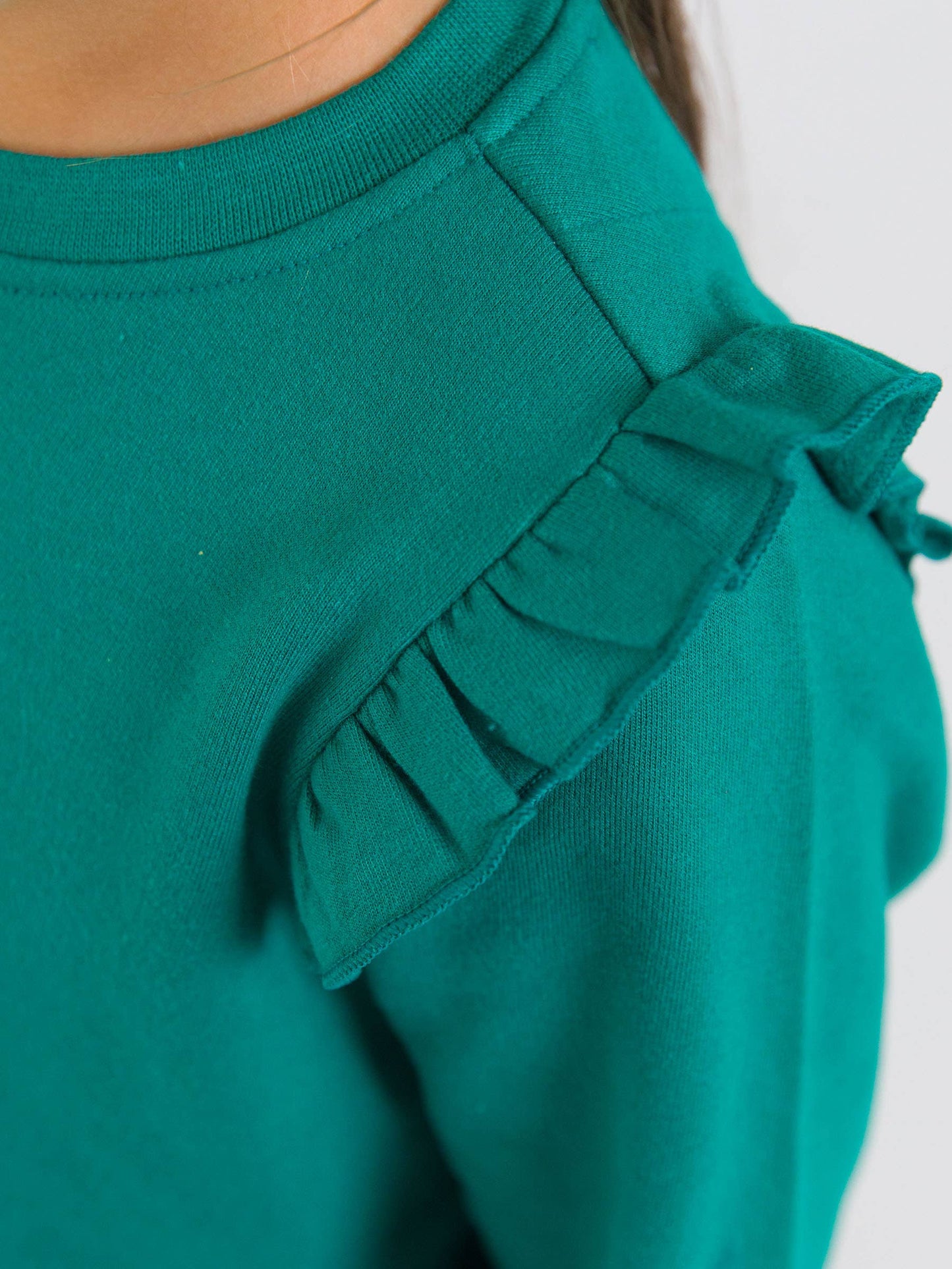 Green Knit Flutter Sweatshirt
