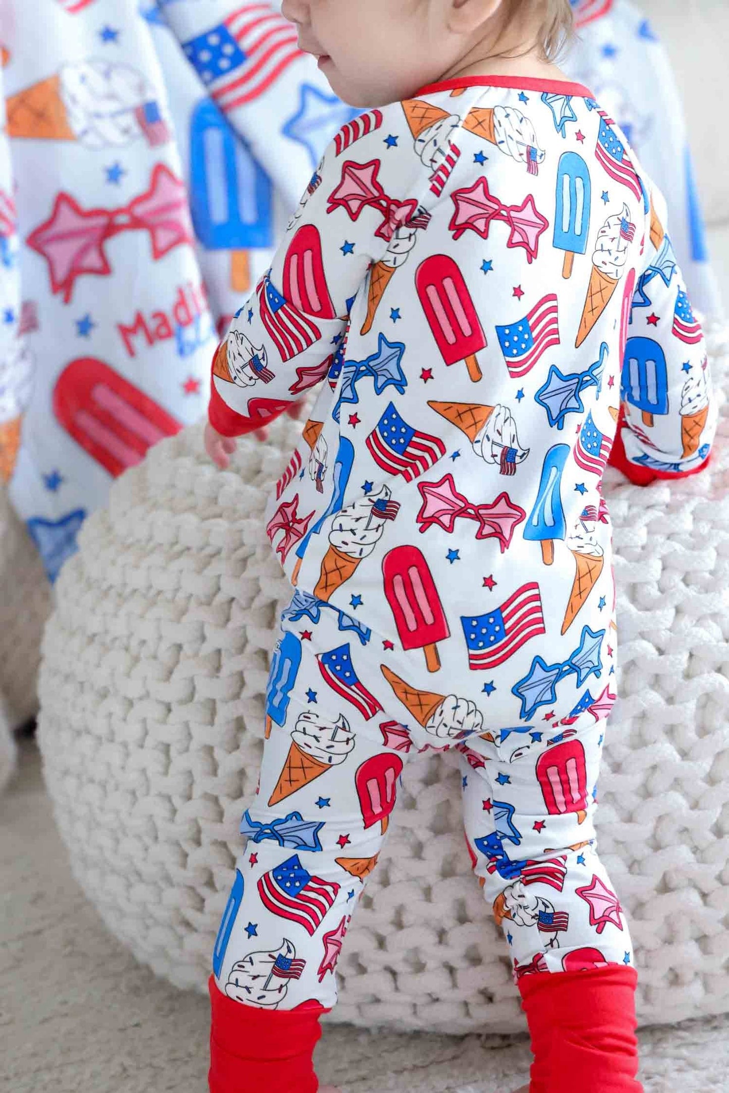Red, White & Cool Zipper Footie