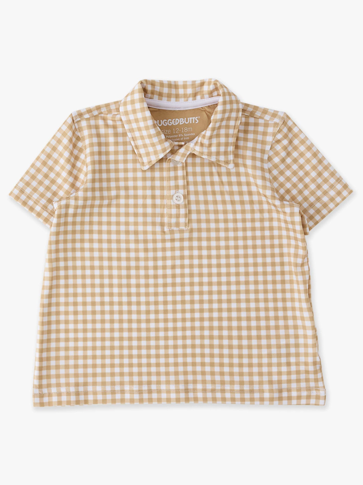 Khaki Mini Gingham Performance Polo