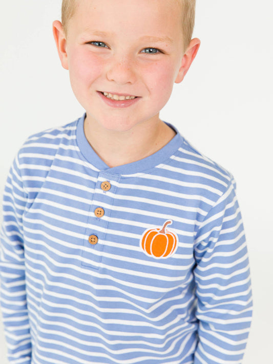 Boys Pumpkin Knit Henley Tee