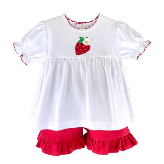 Knit Strawberry Shorts Set
