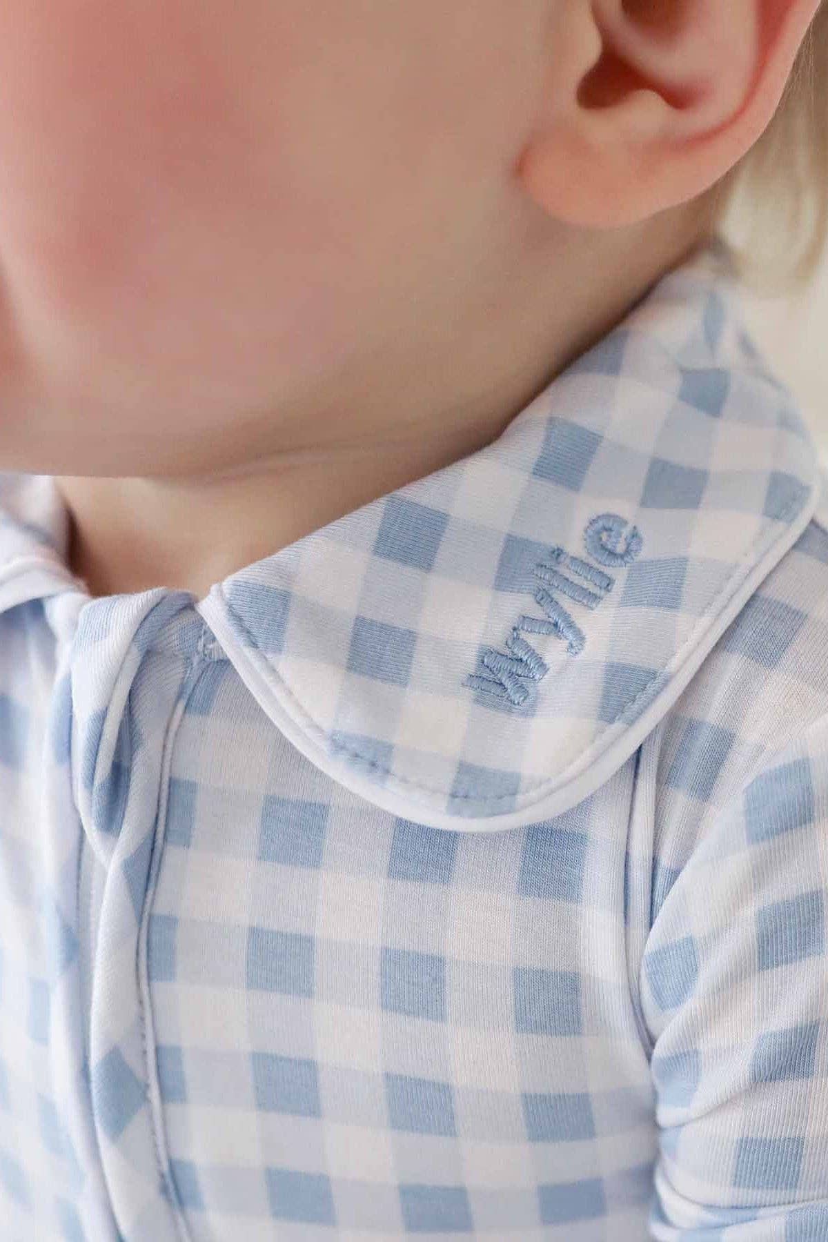 Zipper Footie in Blue Gingham