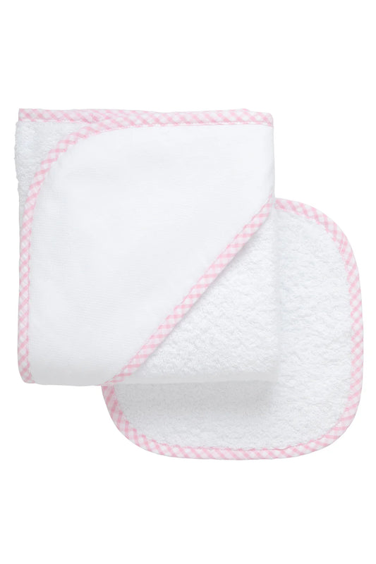 Big Check Hooded Towel Set Pink