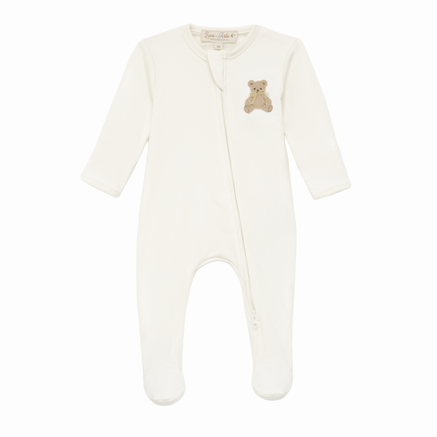 Bear Hugs Zip Footie in Ivory