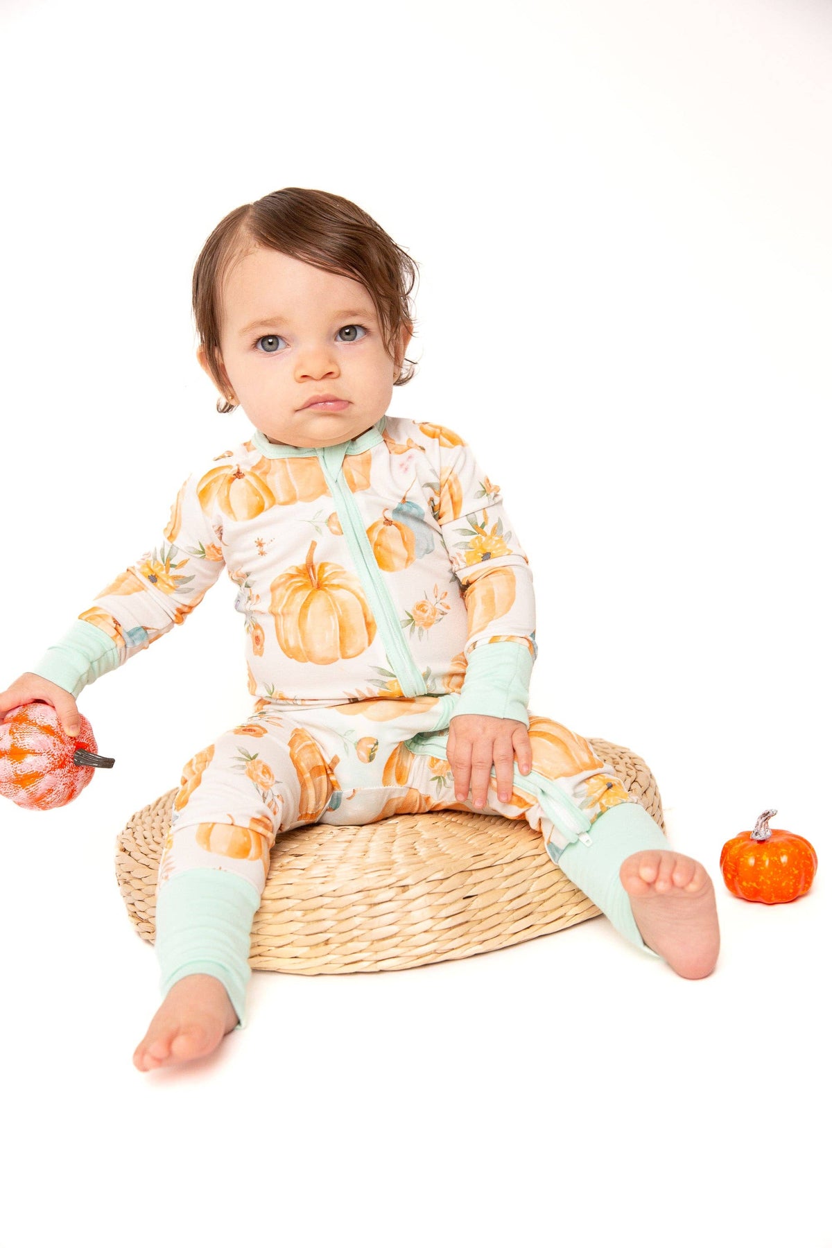 Pumpkin Floral Bamboo Zipper PJ