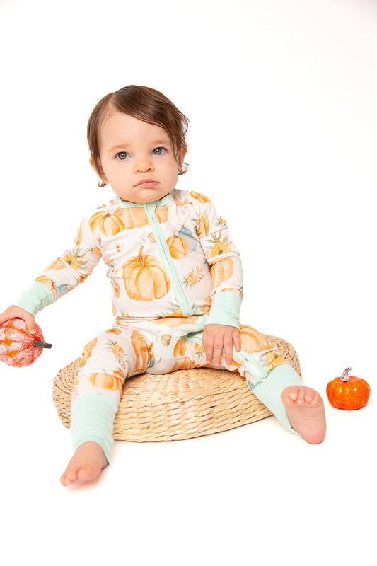 Pumpkin Floral Bamboo Zipper PJ