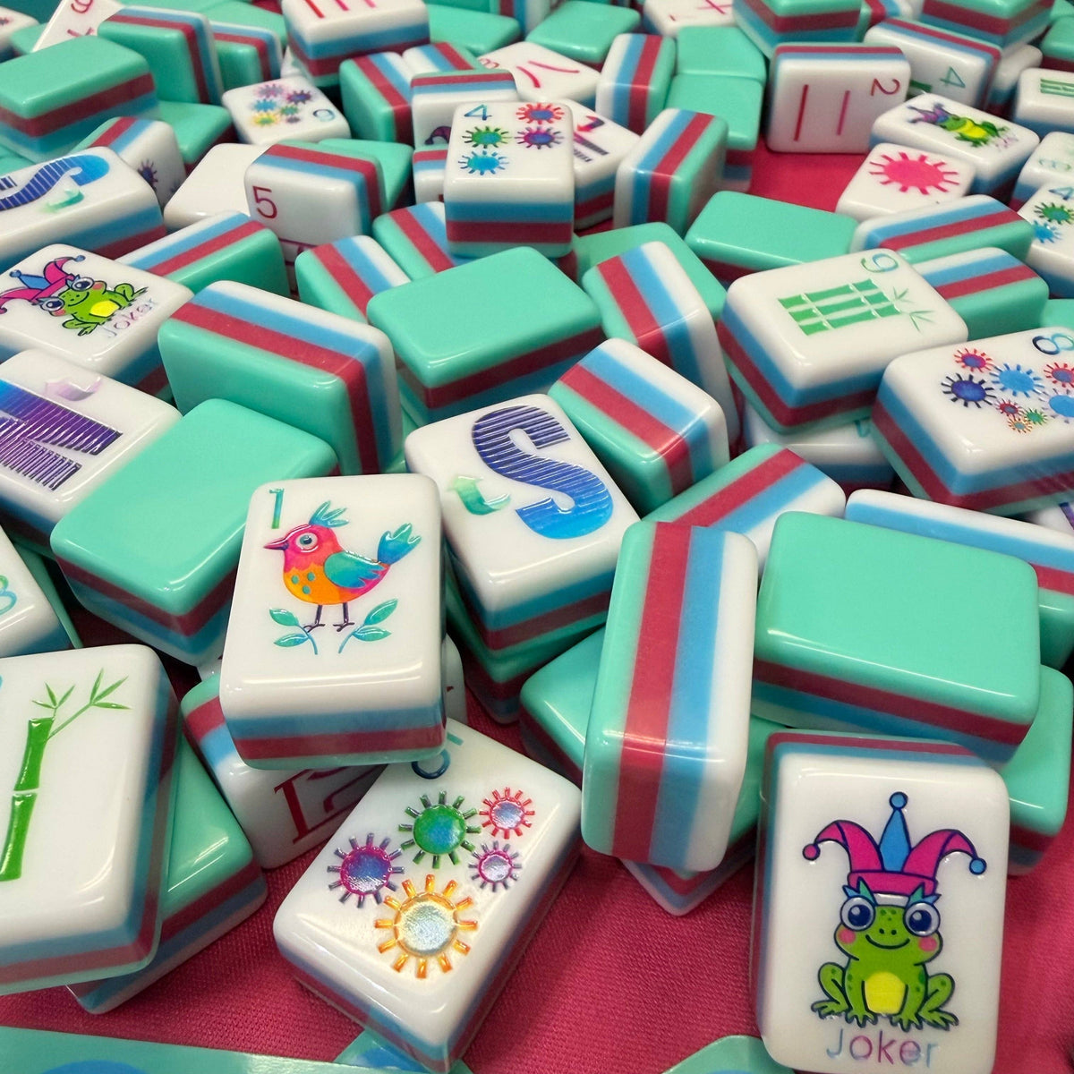 Teal Lunaflor Mahjong Tiles Set