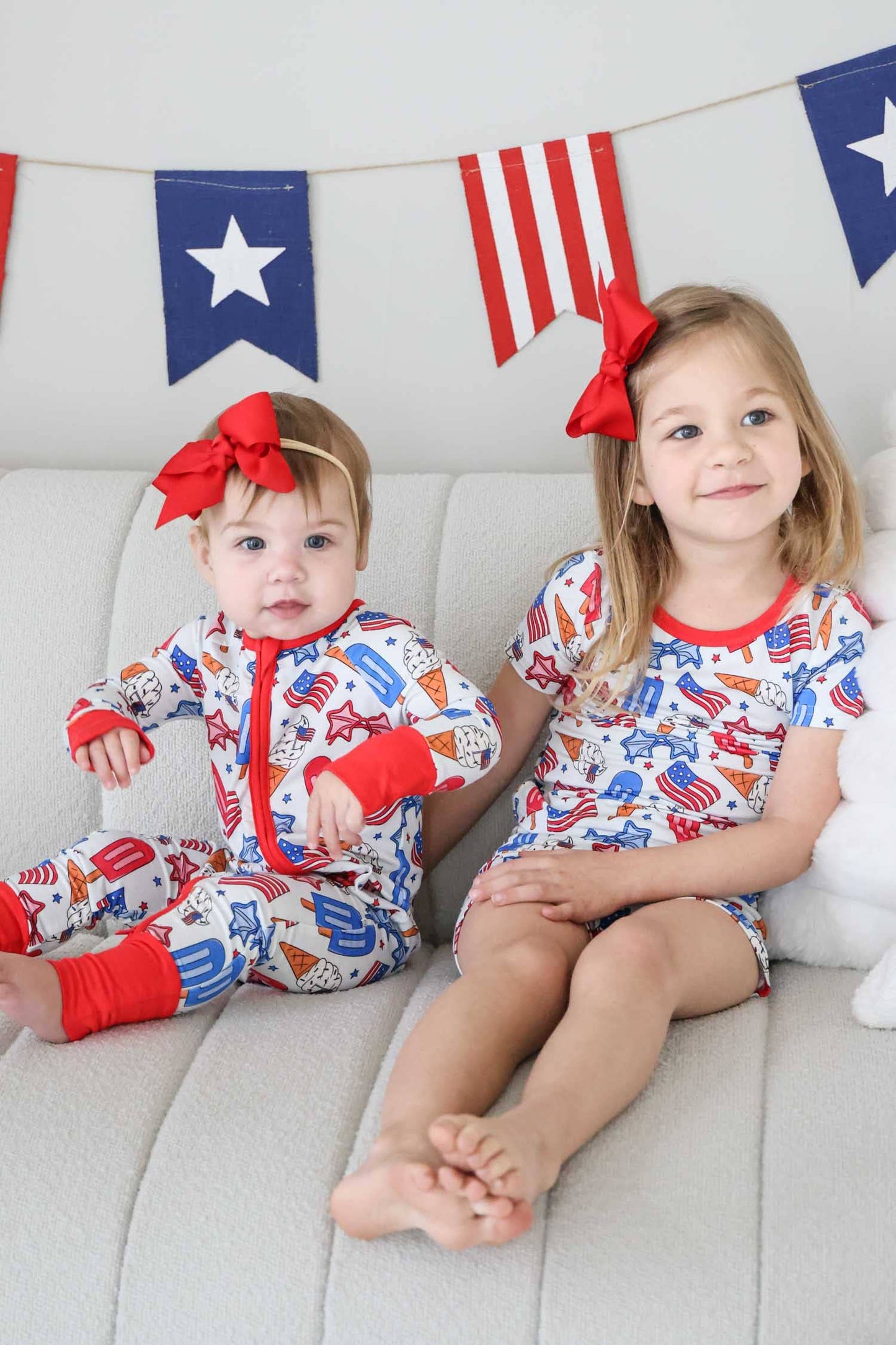 Red, White & Cool Zipper Footie