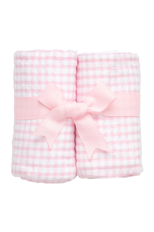 Big Check Two Burp Set Pink