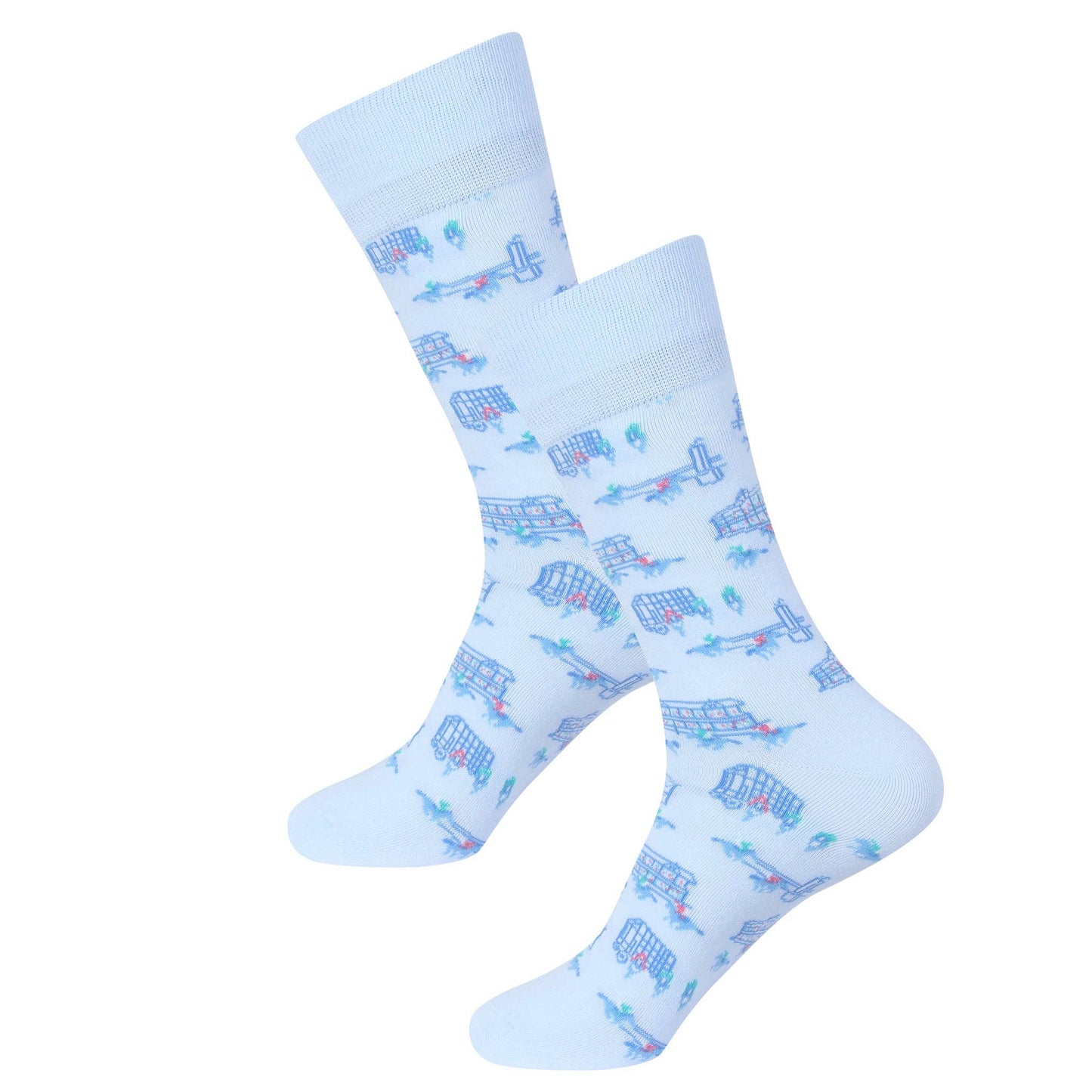 Blue Horse Racing Icons Socks