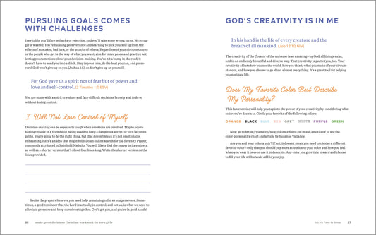 Make Great Decisions Christian Workbook for Teen Girls
