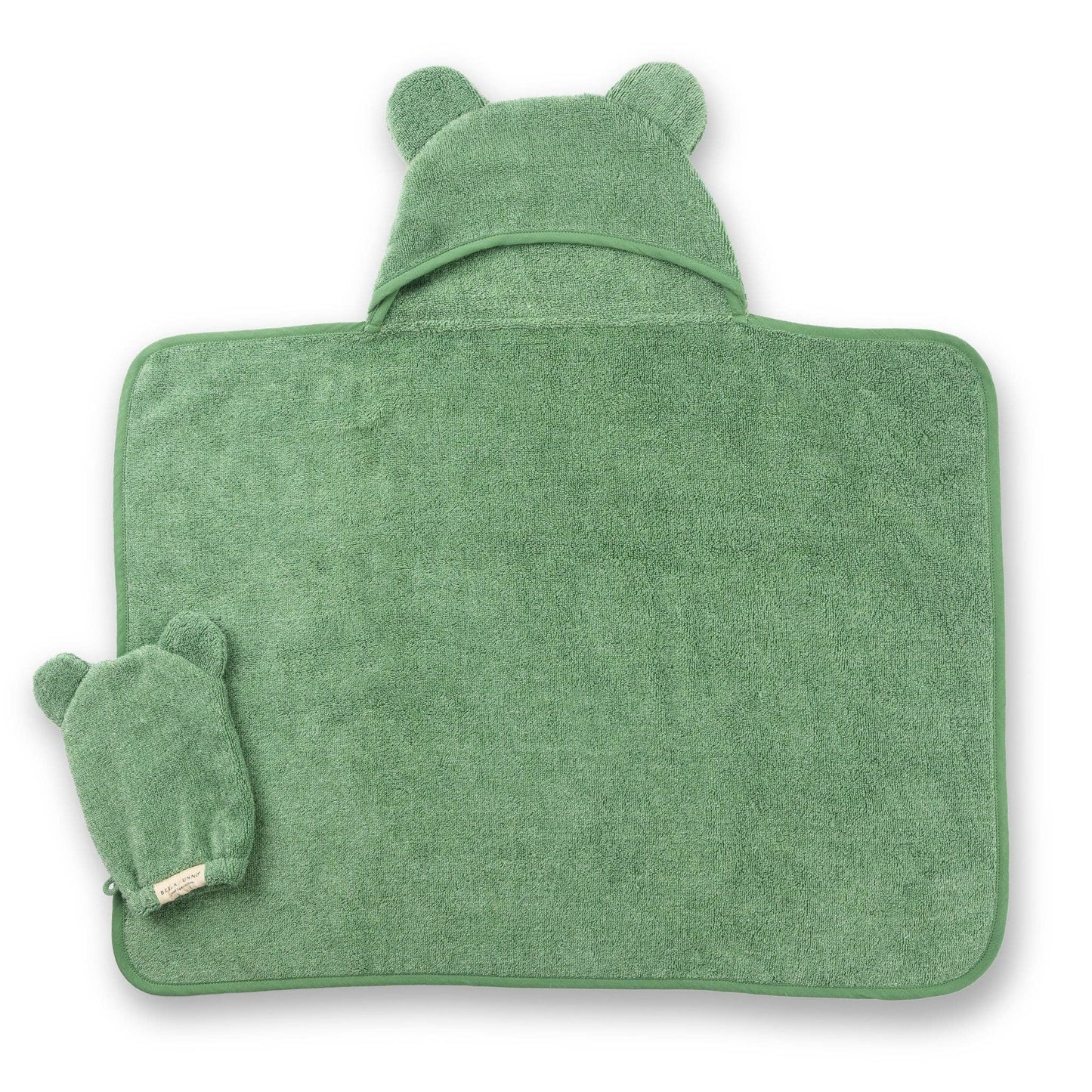 Hooded Towel/Wash Mitt Set Green