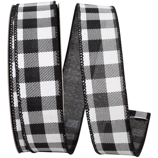 Gingham Print B&W Taffeta 1.5"