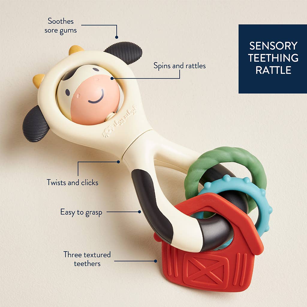 Itzy Spinner Teething Rattle Cow